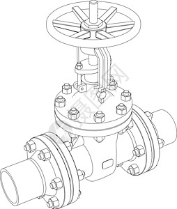 工业阀门  3 的矢量渲染旋转管子龙头黑色白色工程框架制造业插图螺栓图片