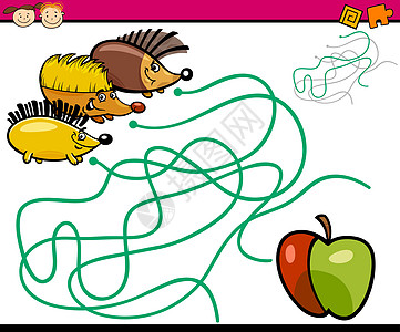 迷宫卡通游戏乐趣大脑路线小路逻辑幼儿园快乐孩子们迷宫绘画图片