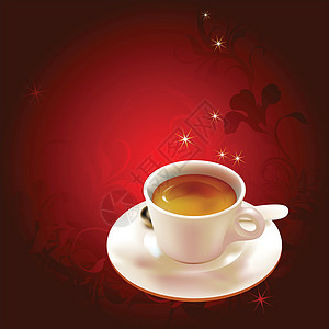 咖啡杯陶瓷咖啡店早餐杯子拿铁红色插图巧克力食物图片