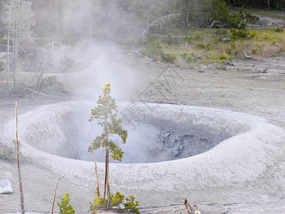 黄石碑地标器公园喷泉中途旅行国家水池火山力量科学蓝色图片