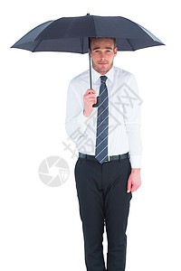 商务人士在黑伞下站立男人男性庇护所商业人士公司职业商务图片