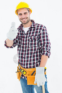 快乐的男修理工抬起拇指图片