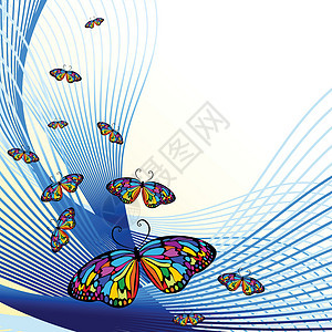蝴蝶蓝色海浪框架公司插图植物叶子商业圆圈地面图片