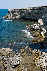 黑海海洋旅游岩石地质学阳光岛屿海景爬坡边缘海浪图片