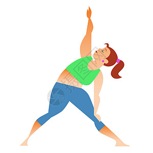 一个普通的胖胖女人做瑜伽女士训练宗教饮食肌肉精神英语减肥运动图片
