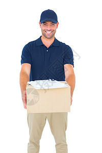 带包裹的英俊快递员运输送货员导游送货接收快递船运男人工人男性图片