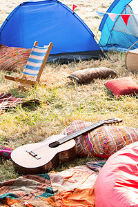 音乐节空露营社交阳光晴天吉他聚会毯子躺椅营地潮人帐篷图片
