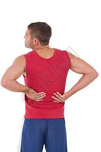 伤员背部受伤的人男性护理疼痛按摩运动男人痛苦肌肉锻炼竞技图片