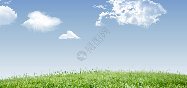 绿地与天空场地草地风景绿色农村空间蓝色开放背景图片