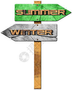 冬季和夏季 - 木牌背景图片