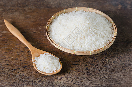 白稻谷白米营养棕色勺子粮食白色谷物美食种子食物图片