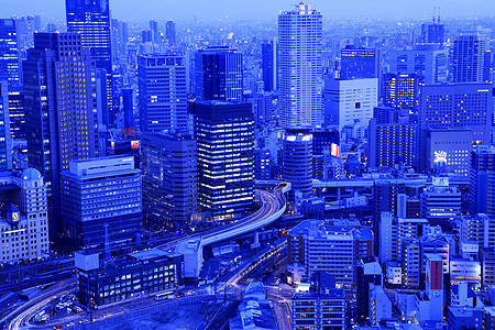 大阪夜景商业办公室观光公寓摩天大楼建筑物城市天空场景街道图片