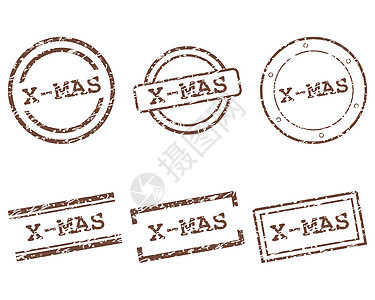X马面邮票海豹墨水插图烙印棕色贴纸商业橡皮按钮标签图片