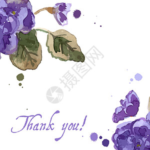 紫花花水彩色插图花园卡片织物紫色花瓣装饰品水彩叶子墙纸邀请函图片