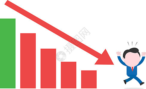 商务人士用箭向下冲走条形图交换商业商务市场人士推介会营销跑步报告卡通片图片