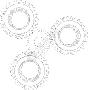 4个铁丝框架齿轮的伸缩图 前视 矢量插图图片