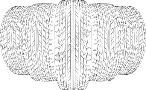 5个铁丝框架轮胎的纹理 矢量插图图片