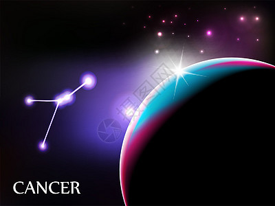 癌症占星符号和复制空间背景图片