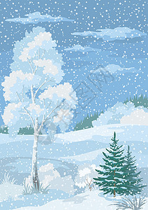 圣诞冬季森林风景图片