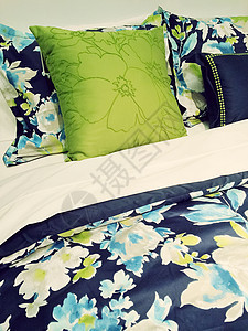 蓝色和绿色床单 配花花板设计图片