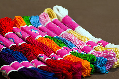 刺绣花缝纫黄色纤维红色手工业羊毛爱好橙子牙线蓝色图片