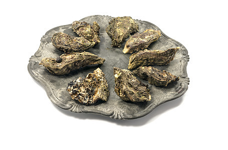 高价牡蛎盘营养食物熟食海洋用餐白色海鲜牡蛎奢华盘子图片