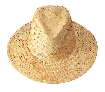白上孤立的草帽衣服棕色配饰海滩稻草背景图片