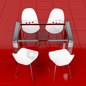 玻璃桌和白椅子背景图片
