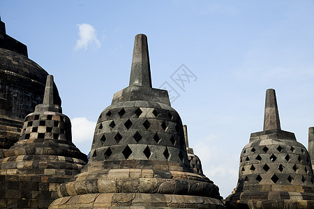 印度尼西亚古老佛教寺庙Borobudur石头建筑学寺庙宗教佛塔废墟历史传统冥想雕像图片