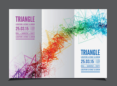 三折页矢量抽象三角形大纲商业小册子刷子马赛克卡片涂鸦插图办公室艺术绘画设计图片