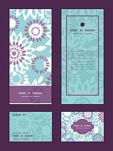 矢量紫色和蓝色花花的抽象垂直架形图示邀请函背景图片