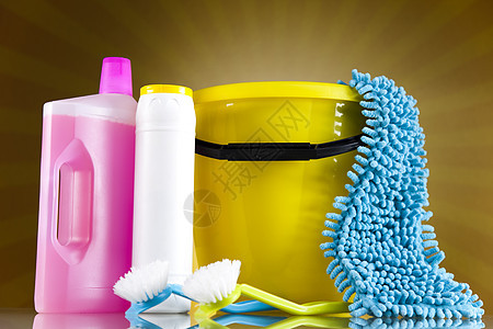 清洁产品和日落 家庭工作丰富多彩的主题消毒剂手套塑料液体橡皮商品海绵家务消毒工具图片