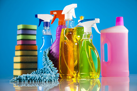 清洁产品 家庭工作丰富多彩的主题橡皮瓶子商品化学品房子消毒刷子液体洗涤塑料图片