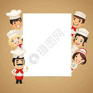 显示空垂直条形主厨营销美食工作食物服务合作和服老板卡通片女士图片