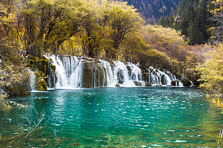 古东瀑布吉扎伊古大风景旅行遗产绿色箭竹旅游森林游客公园假期环境背景