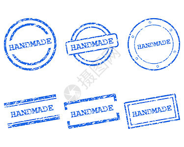 手制邮票海豹商业贴纸蓝色墨水插图打印烙印橡皮标签图片