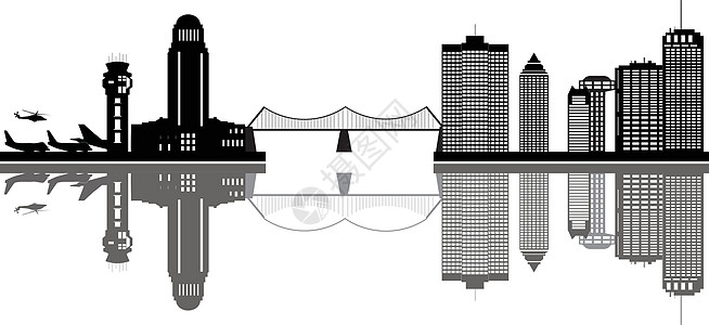 蒙特利尔市地平线景观建筑学天际城市旅行摩天大楼剪影建筑插图运输图片