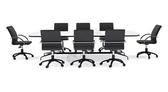 会议桌和黑色办公用椅子 孤立的图片