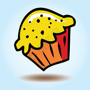 矢量纸杯烘烤蛋糕红色蓝色插图糖果甜点食物艺术黄色图片