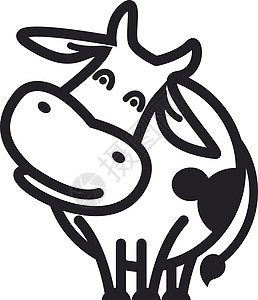 有趣的牛牛插图食物酸奶微笑花朵牛奶农场产品早餐卡通片背景图片