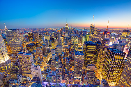纽约市曼哈顿市中心天线旅行天际帝国游客办公楼日落观景台商业地球建筑学图片