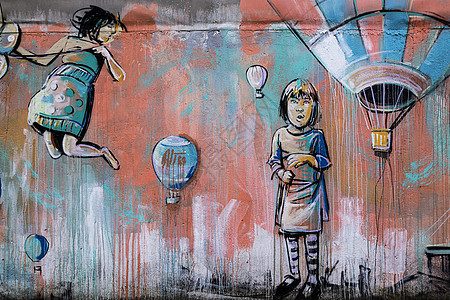 村镇吸引力涂鸦街道艺术地标背景图片