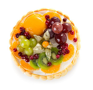 水果蛋糕奶油奇异果红色绿色橙子醋栗甜点图片