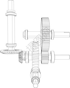 由齿轮 轴承和轴承构成的减压器绘画车轮蜗轮草图减速器工程图片