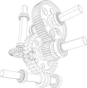 由齿轮 轴承和轴承构成的减压器绘画蜗轮草图车轮工程减速器图片