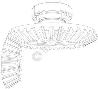 带轴轴轴和轴承的接线装置齿轮工程车轮草图减速器蜗轮绘画图片