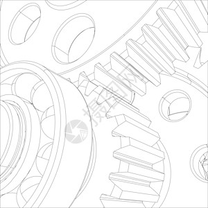 带轴承和轴承的齿轮 特写 向量车轮蜗轮绘画工程草图减速器图片