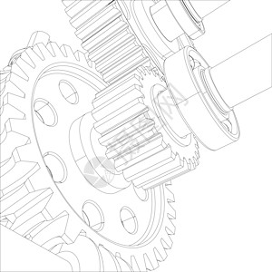 带轴轴轴和轴承的接线装置工程绘画车轮减速器草图蜗轮齿轮图片