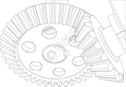 带轴承和轴承的齿轮 特写 向量草图减速器工程车轮蜗轮绘画图片