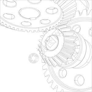 带轴轴轴和轴承的接线装置蜗轮齿轮工程车轮减速器草图绘画图片